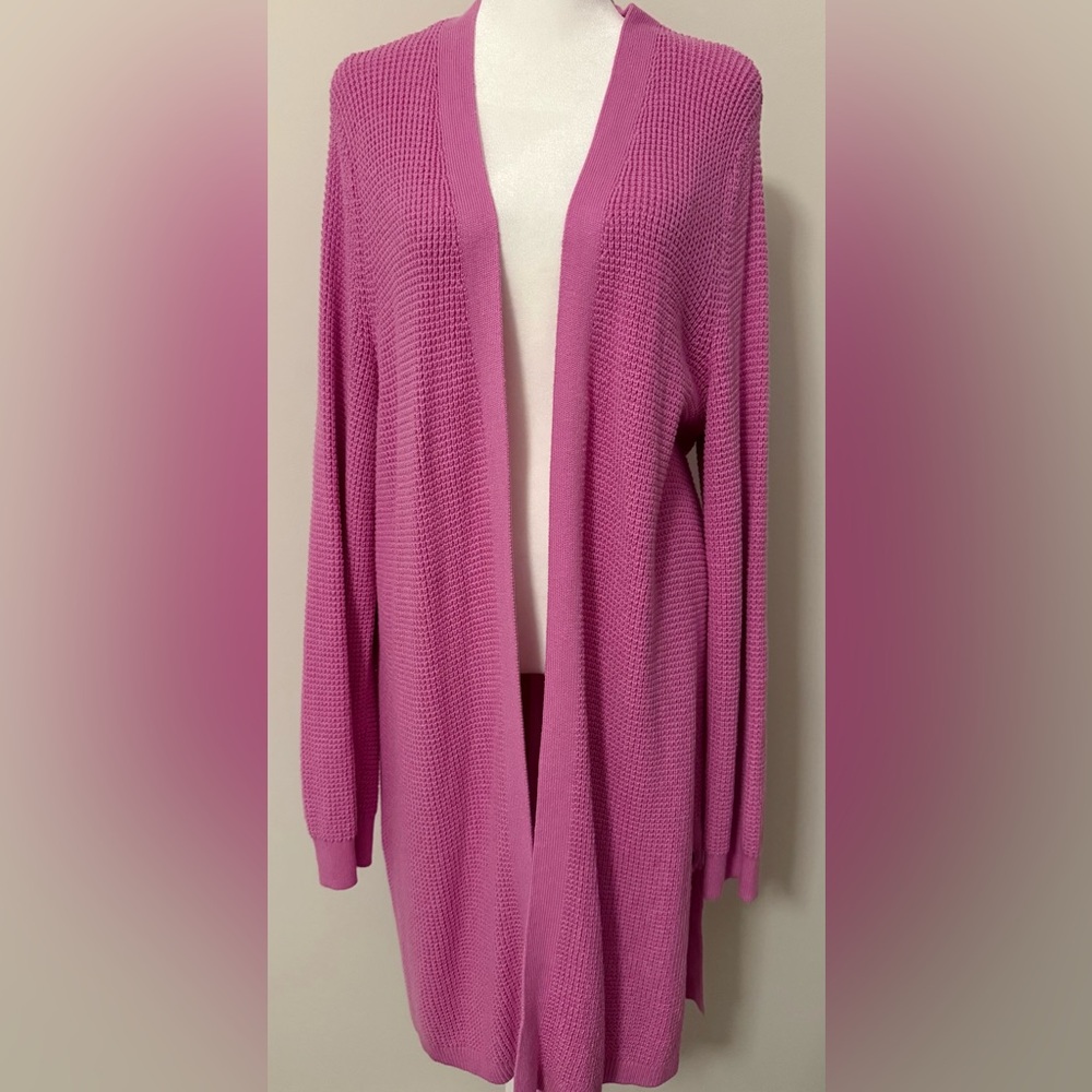 J Jill Textured Open-Front Long Sweater - Size L